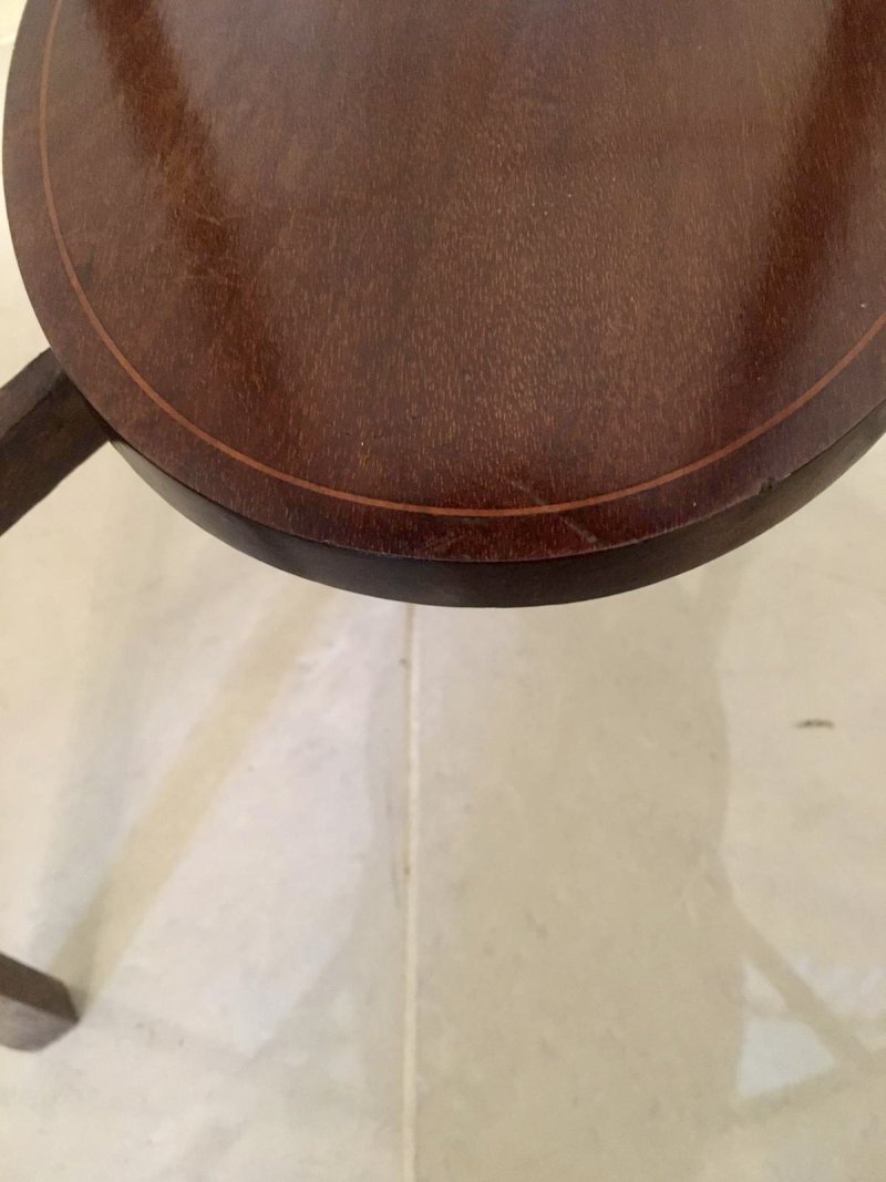 Quality Antique Edwardian Inlaid Mahogany Oval Lamp Table - Image 6